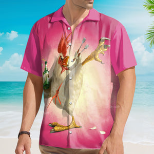 Kungfu Rooster Pink - Hawaiian Shirt