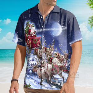 Avis89 Santa Claus With Reindeer On Christmas Day - Hawaiian Shirt