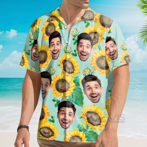 Avis89 Custom Photo Unique Happy Sunflowers Floral Farm 3D - Personalized Hawaiian Shirt