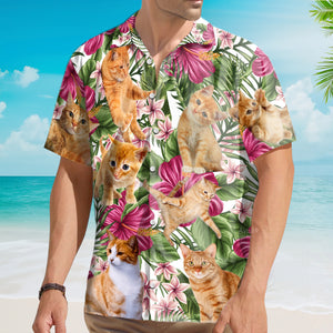 Avis89 Cat Tropical Floral Orange Cat - Hawaiian Shirt