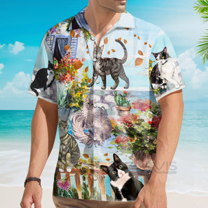 Avis89 Cat Loves Home And Loves Summer - Gift For Cat Loves - Hawaiian Shirt