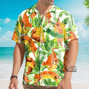 Cat Funny And Jumping Bananas - Hawaiian Shirt