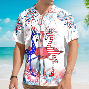 Independence Day Flag Flamingo 4th Of July - Hawaiian Shir