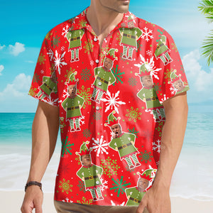 Custom Photo Christmas Elf - For Men And Women - Personalized Hawaiian Shirt