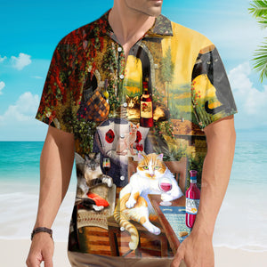 Cat Drink Wine and Judge - Gift For Cat Lovers - Hawaiian Shirt