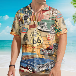 Avis89 Amazing Vintage Muscle Car On Route 66 Vacation - Hawaiian Shirt