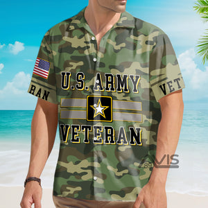 Avis89 US Army Green Camouflage Veteran - Hawaiian Shirt