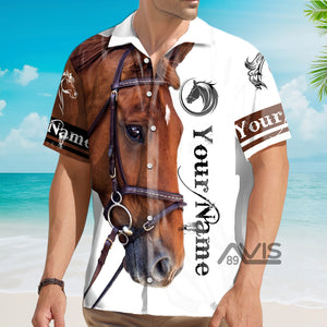 Avis89 Horse Lover White - Personalized Hawaiian Shirt