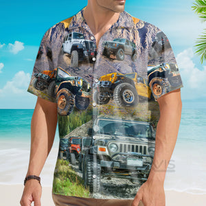 Avis89 Jeep In The Mountain Sunset Vintage Art Style - Hawaiian Shirt