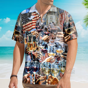 Avis89 Wine Cheers Independence Day - Hawaiian Shirt