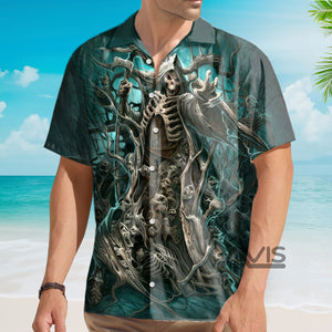 Avis89 Skull Grim Reaper Print - Hawaiian Shirt