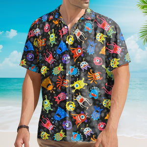 Avis89 Cartoon Monsters Black - Hawaiian Shirt