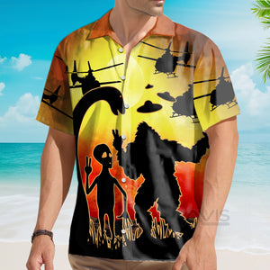 Avis89 Bigfoot Alien And Helicopter - For Men And Women - Hawaiian Shirt