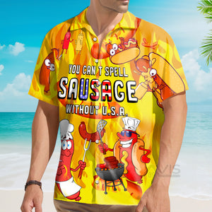 Yellow You Cant Spell Sausage Without Usa - Gift For Hotdog Lovers - Hawaiian Shirt