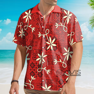 Avis89 Elvis With Flower And Red Background - Costume Cosplay Hawaiian Shirt