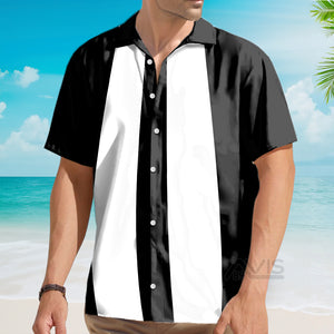 Avis89 50s Bowling Style White Black - Hawaiian Shirt