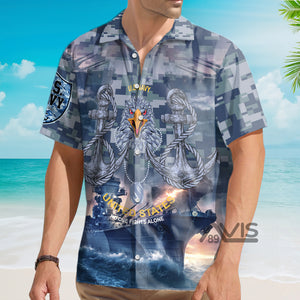 Avis89 US Navy No One Fights Alone Veteran - Hawaiian Shirt