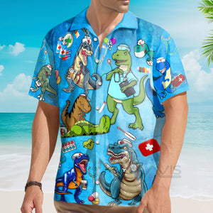 Avis89 Dinosaur The Nice Nurse Is On Vacation - Hawaiian Shirt