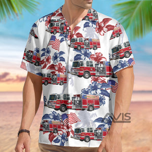 Avis89 Irvington Volunteer Fire Department, Omaha, Nebraska - Hawaiian Shirt Summer Vibes