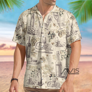 Avis 89 Wine And Grape Retro Art - Hawaiian Shirt