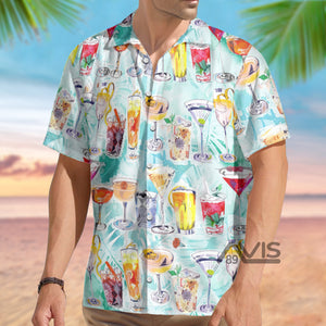 Wine Cocktail And Beach Tropical - Hawaiian Shirt