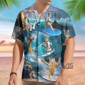 Surfing Cute Cats Style - Gift For Cat Lover - Hawaiian Shirt