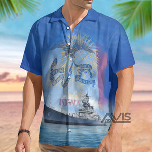 Avis89 Us Navy Uss Iowa (Bb-61) 4Th Of July - Hawaiian Shirt