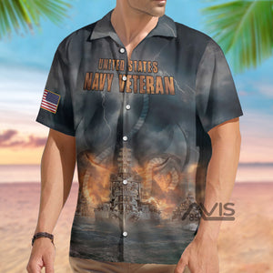 Avis89 United States Navy Veteran Ships And Anchors - Hawaiian Shirt