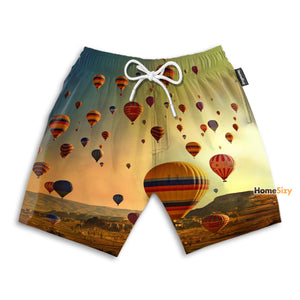 Hot Air Balloon In the Sky Tropical - Beach Shorts