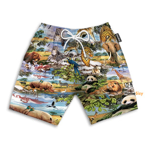 Wild Animals In The Jungle - Beach Shorts