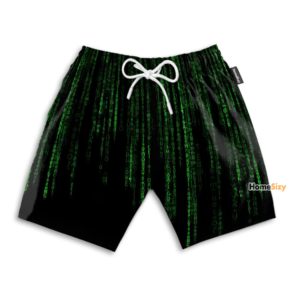 Technology Digital Pattern Green - Beach Shorts