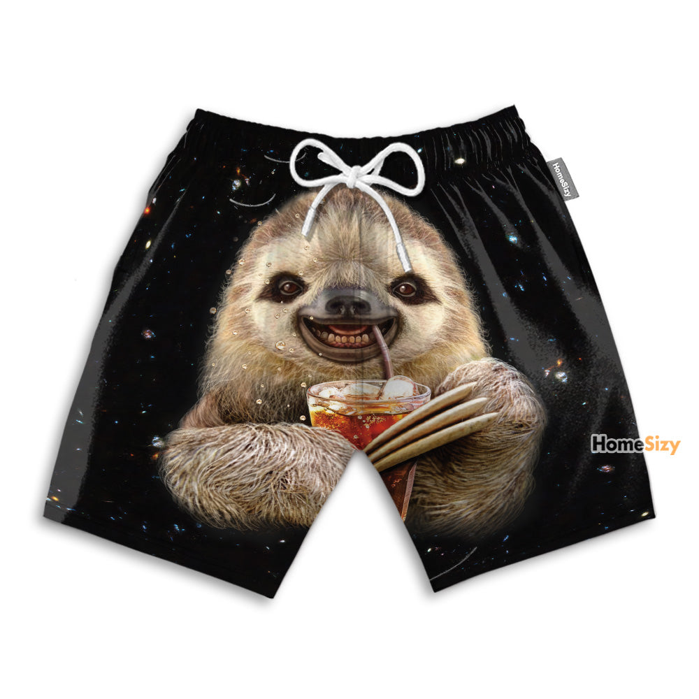 Funny Drinking Sloth - Beach Shorts