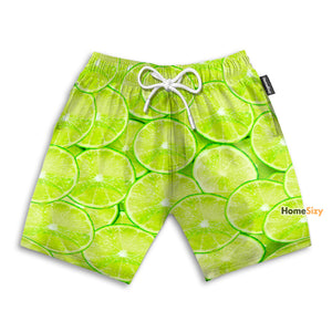 Lime Slices Pattern Funny Tropical - Beach Shorts