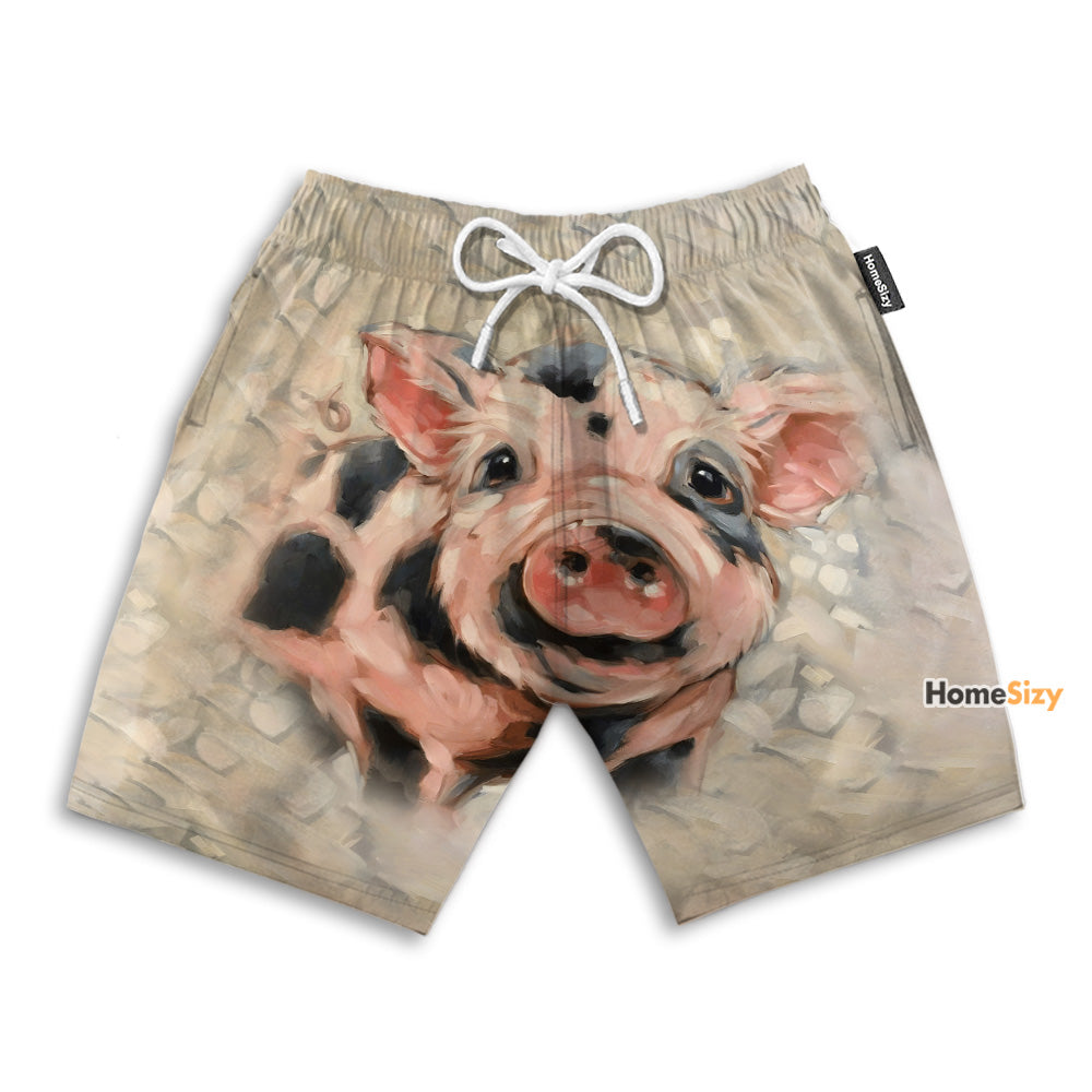 Cute Pig Funny - Beach Shorts