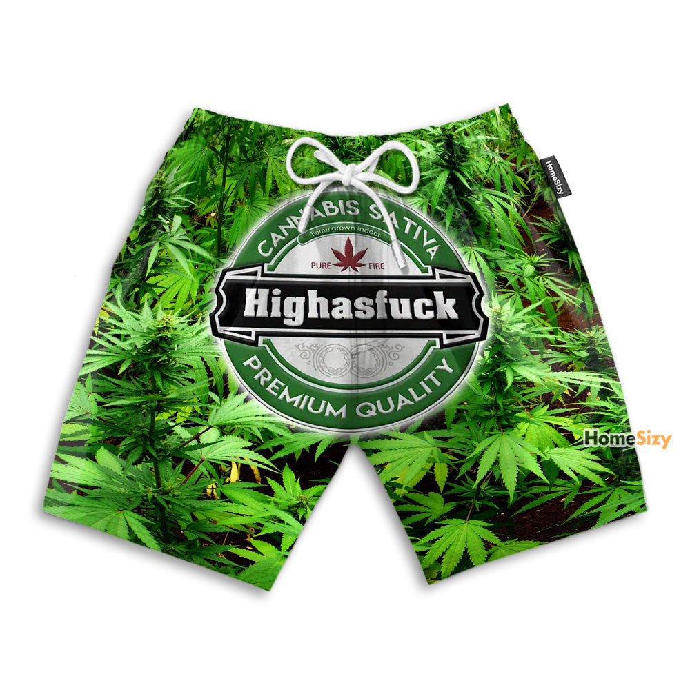 Weed Highasfuck Premium Quality - Beach Shorts