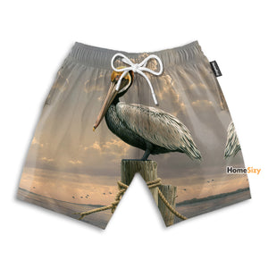 Pelican Painting Tropical - Beach Shorts