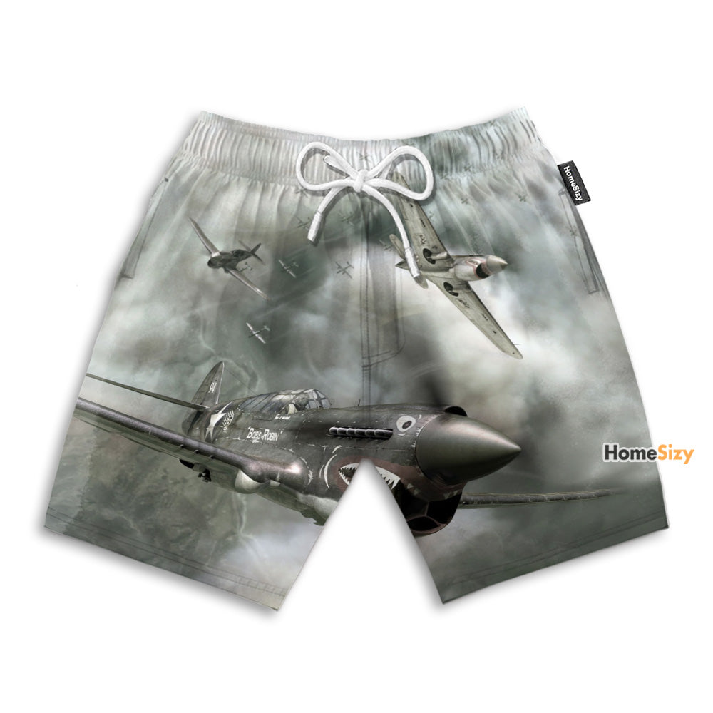 The Flying Tigers Shark Aircraft - Beach Shorts