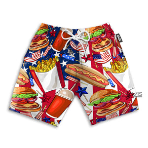 Food Independence Day Star America - Beach Shorts