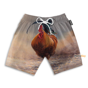 Rooster Funny Image - Beach Shorts