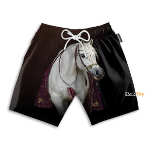 Beautiful Arabian White Horse - Beach Shorts