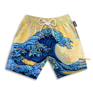 Elephant Mandala Great Wave - Beach Shorts