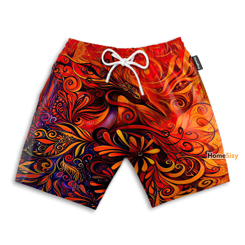 Phoenix Red Tropical - Beach Shorts