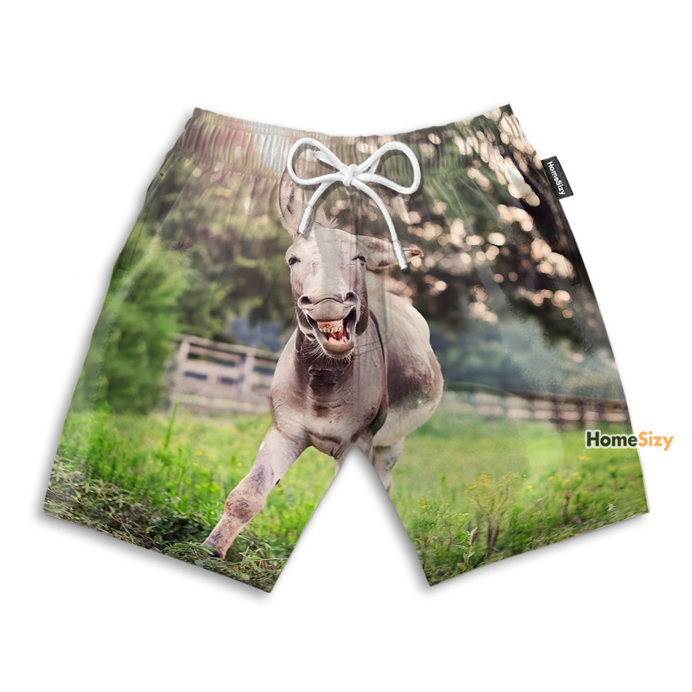 Happy Little Donkey Funny - Beach Shorts