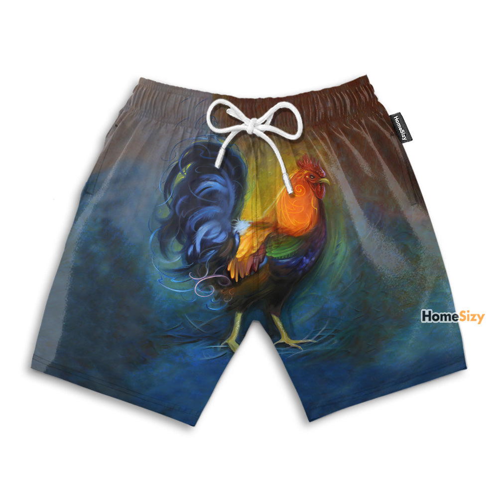 Rooster Tropical Art - Beach Shorts