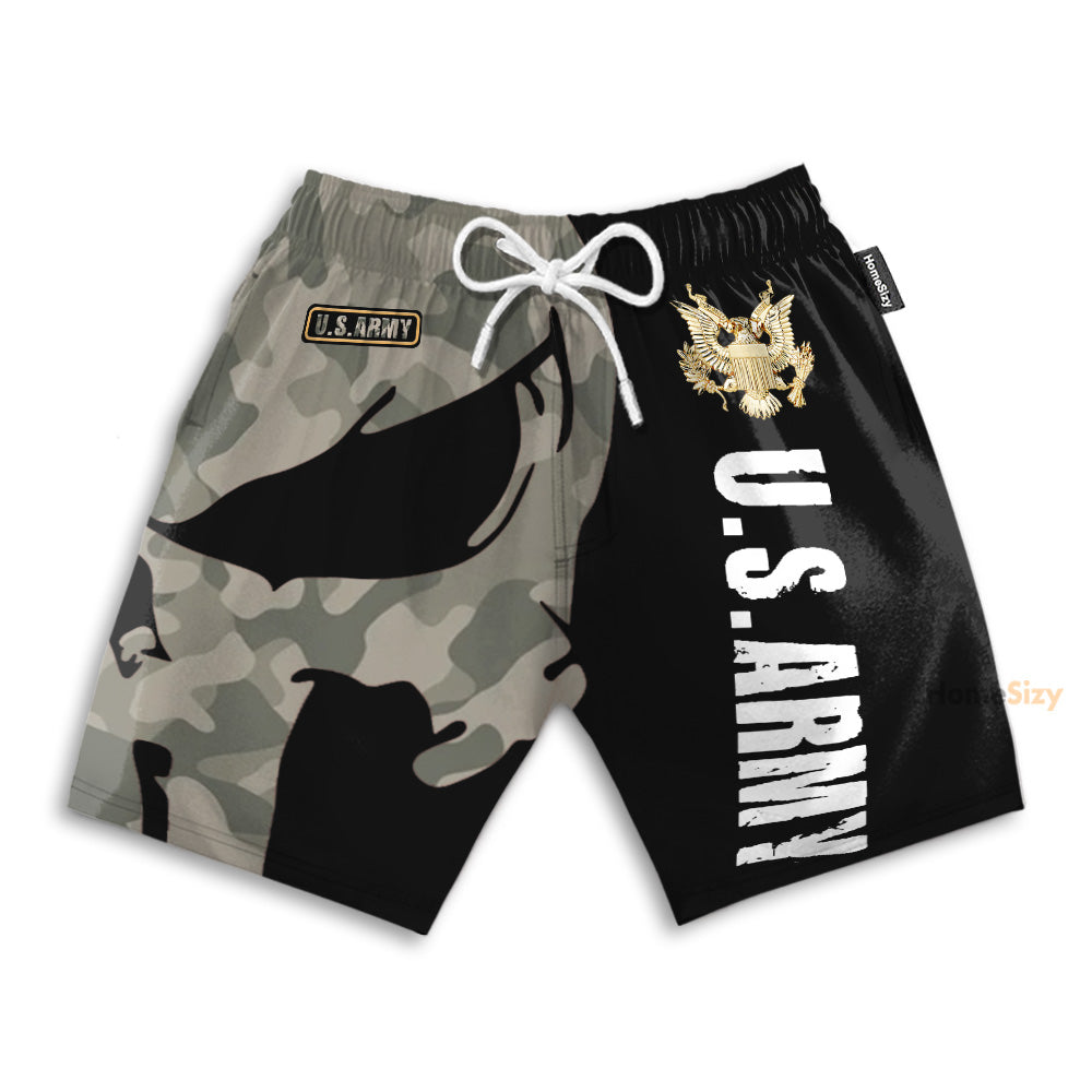 US Army Veteran Skull Black - Beach Shorts