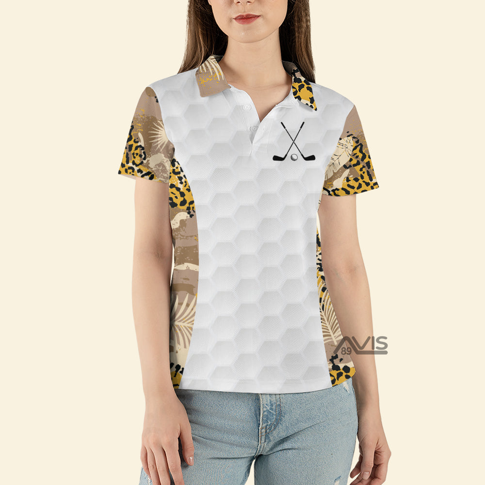 Avis89 Light Brown Leopard Pattern Golf - Gift For Golf Lovers - Women Polo Shirt