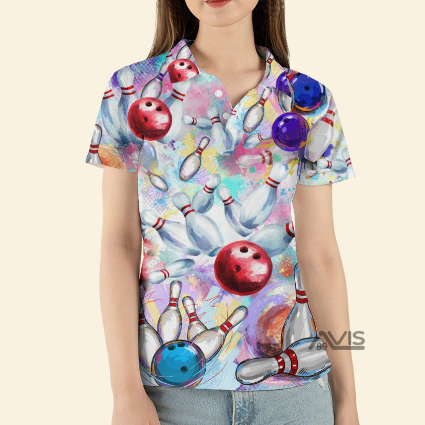 Colorful Bowling Game - Women Polo Shirt 