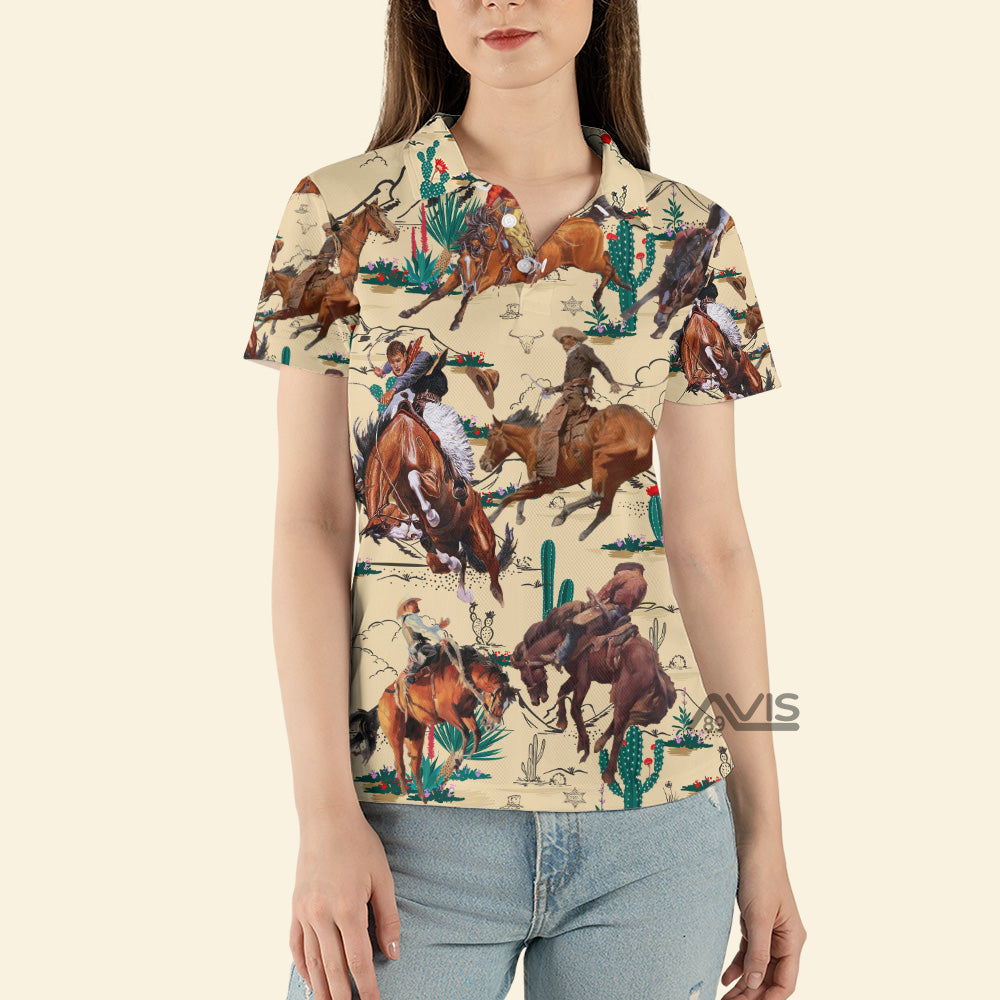 Cowboy Retro Horse - Gift for Cowboy, Western Lovers - Women Polo Shirt 