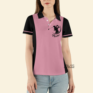 Avis89 Custom Name Golf Cool Pink Girl - Gift For Golf Lovers - Personalized Women Polo Shirt