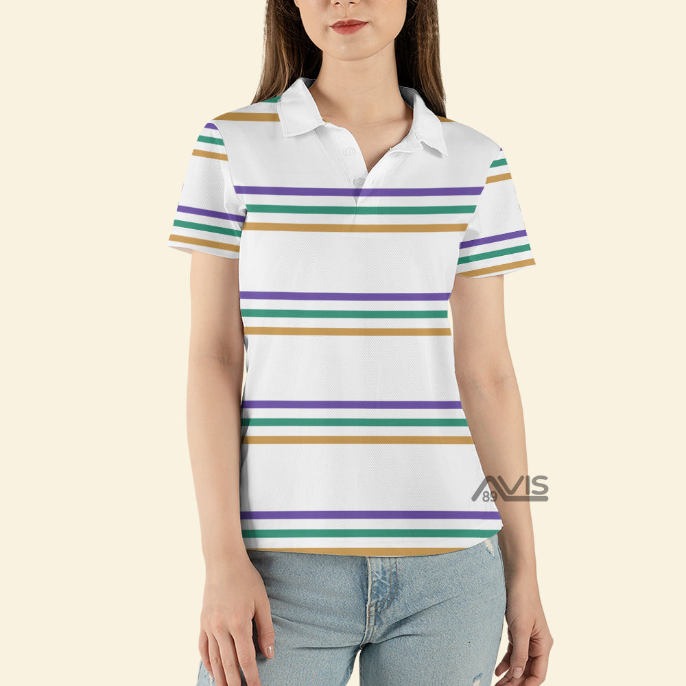 Avis89 Mardi Gras Striped - Women Polo Shirt 